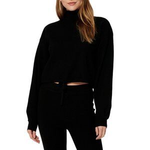 Sofia Richie Cropped Mock Neck Sweatshirt Black Women's Size XXL NWT LL716AFA